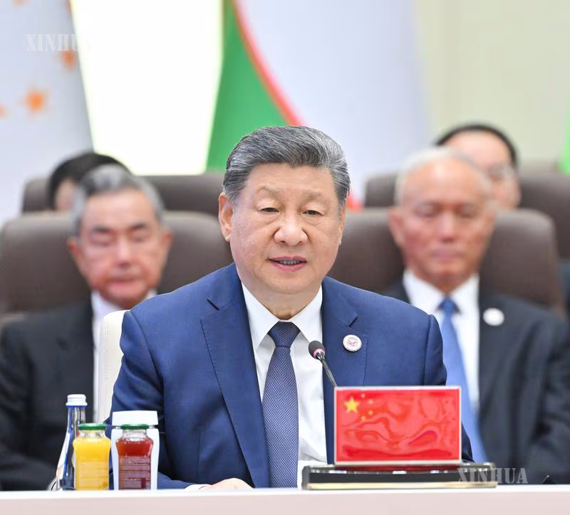 တရုတ်နိုင်ငံ သမ္မတ ရှီကျင့်ဖိန် ကာဂျစ္စတန်နိုင်ငံ ဘစ်ရှ်ကက်မြို့တွင် ကျင်းပသော ရှန်ဟိုင်းပူးပေါင်းဆောင်ရွက်မှုအဖွဲ့ (SCO) Plus အစည်းအဝေး၌ အရေးကြီးမိန့်ခွန်းပြောကြားနေသည်ကို ၂၀၂၆ ခုနှစ် စက်တင်ဘာ ၁ ရက်က တွေ့ရစဉ် (ဆင်ဟွာ)