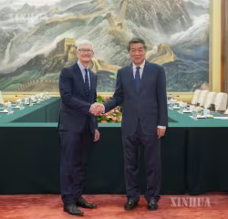 ဟယ်လိဖုန်းနှင့် အမေရိကန် Apple Inc., ၏ ဒါရိုက်တာဘုတ်အဖွဲ့ အမှုဆောင်ဥက္ကဋ္ဌ တင်မ်ကွတ် တွေ့ဆုံဆွေးနွေး
